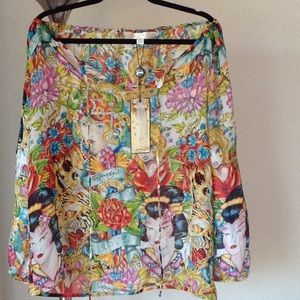 🍃🌹Ed Hardy 'Christian Audigier' 100% Silk Top 🍃